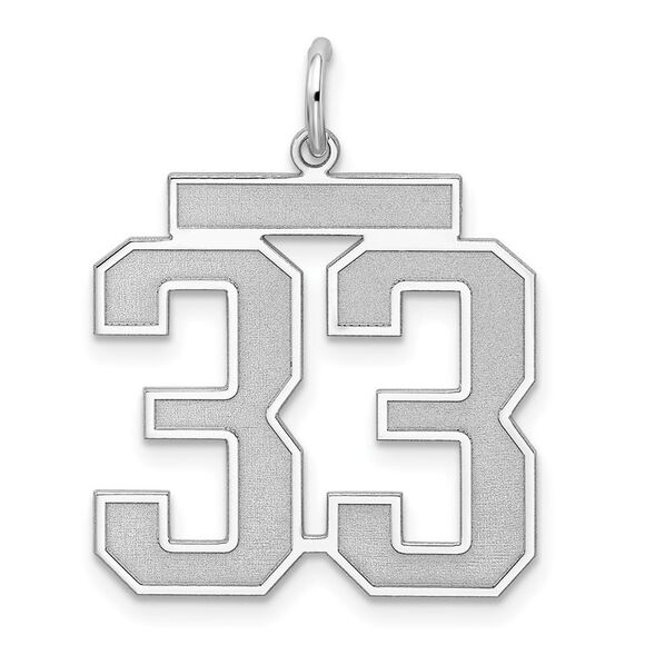 Sterling Silver Jersey Collection Large Number 33 Pendant